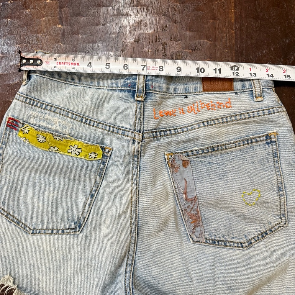 BDG A Line Light Blue Patchwork Jean Shorts - Picture 10 of 13